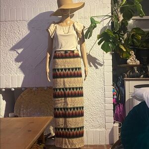 Stylish boho style vintage Knit Pencil Skirt - Multicolor